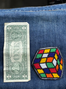 Rubix cube beaded patch
